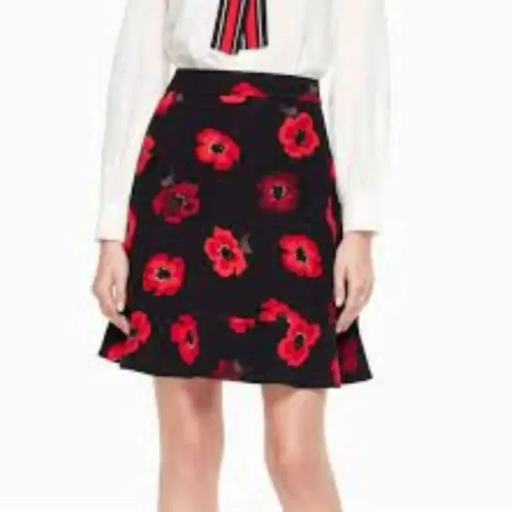 Kate Spade Poppy Ruffle Crepe Tiered Mini Skirt Black 0